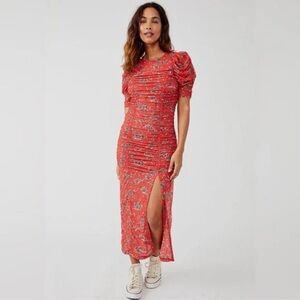 Free People Briella Floral Mesh Midi Dress NWOT